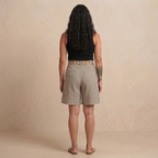 Short évasé en tissu avec ceinture