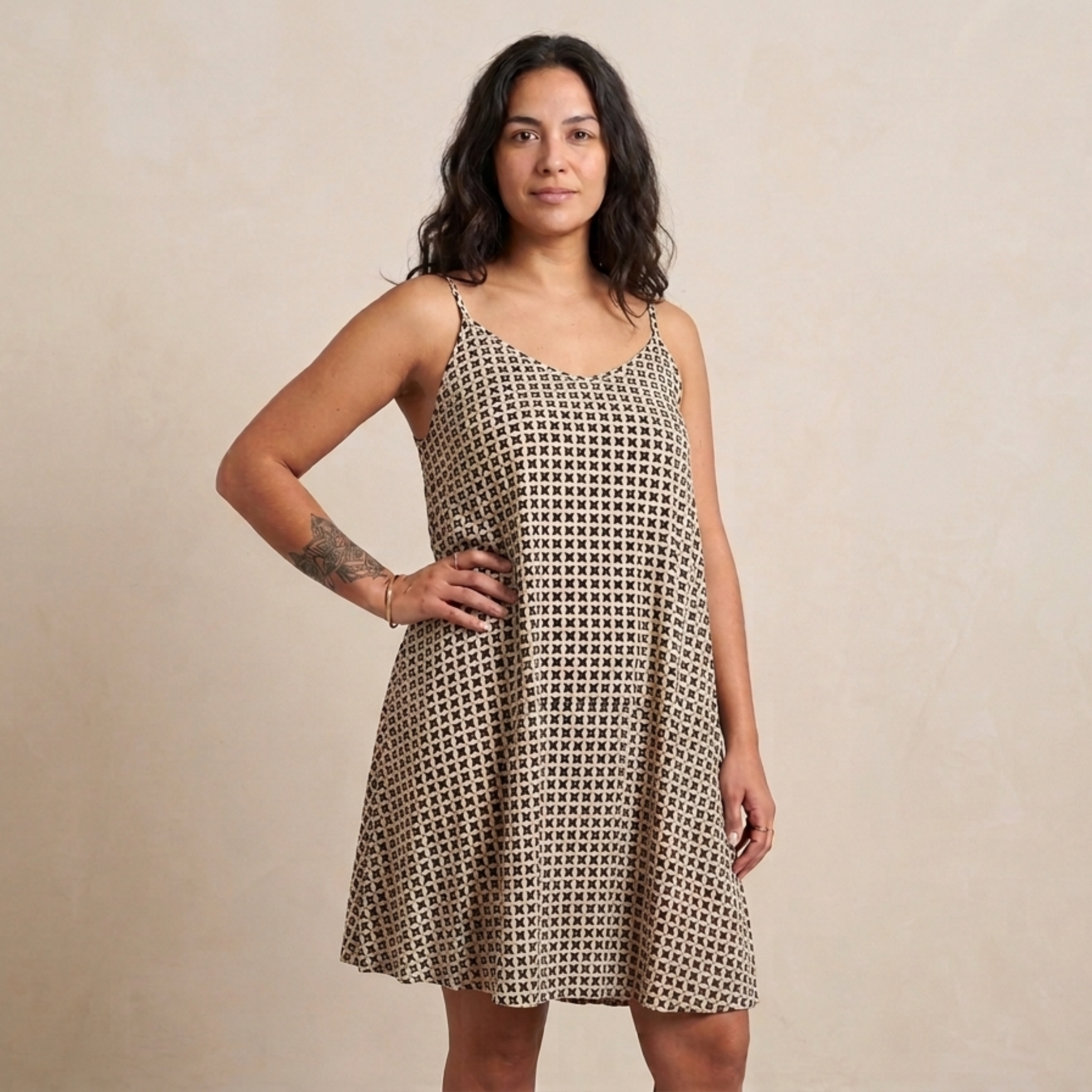 Robe Trapèze à Motifs Géométriques